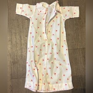 Vintage 1970 handmade bay layette gown heart print with a Peter Pan collar